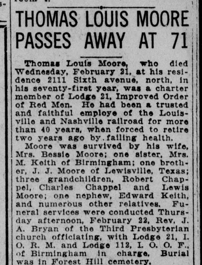 Thomas Louis Moore obituary